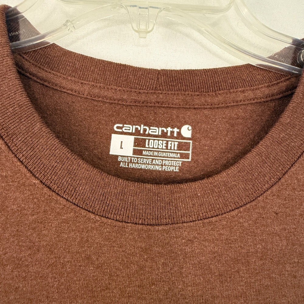 Carhartt K87 Mens Large Loose Fit Pocket T Shirt Brown Cotton Polyester‎ - Picture 4 of 12
